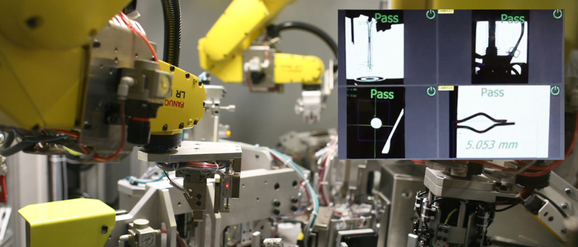 fanuc vision guided robotic assembly of military munitions ,laser marking, traceability, cognex vision inspection