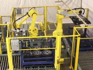 Fanuc robot integration: Robotic packaging. Automated dunnage handling. Example application: Fanuc robotic integration in a Kentucky wheel manufacturing plant. 